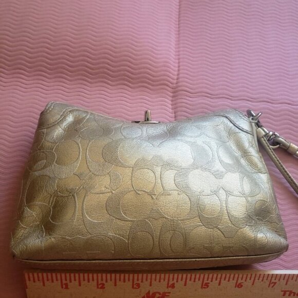 Coach Y2K Gold Leather Legacy Foldover Wristlet with Turn Lock Mini Bag - Picture 13 of 14